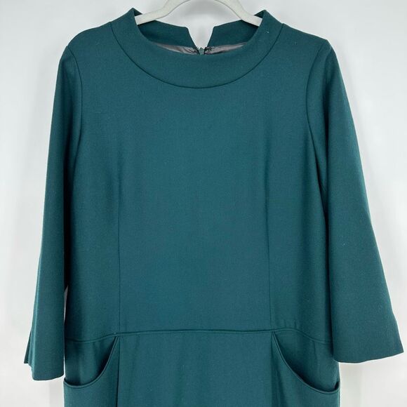Pendleton Women's Dark Green 💚 Shift Wool Dress Size 12 Below Knee 3/4 Sleeve - Picture 8 of 11